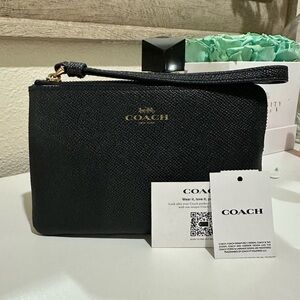 Coach Black Leather Wristlet